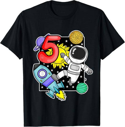 5th birthday boy astronaut Space Spaceship T-Shirt