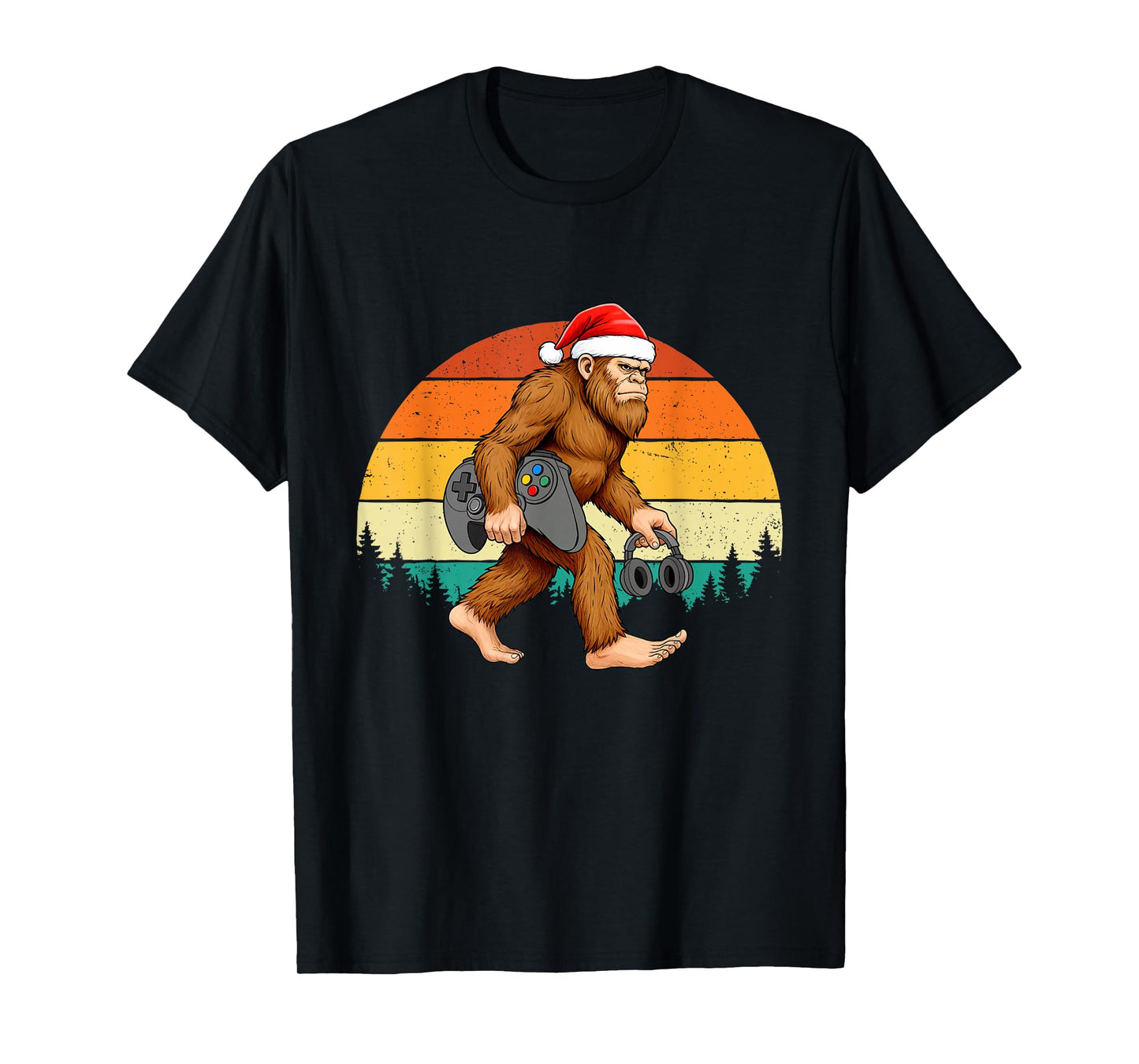 Gamer Bigfoot Christmas - Gaming Lover Video Games Xmas T-Shirt