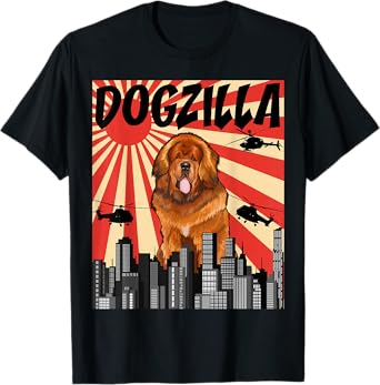 Funny Retro Japanese Dogzilla Tibetan Mastiff T-Shirt