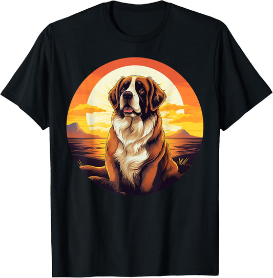 Retro Vintage Saint Bernard Dog Owner Sunset Saint Bernards T-Shirt
