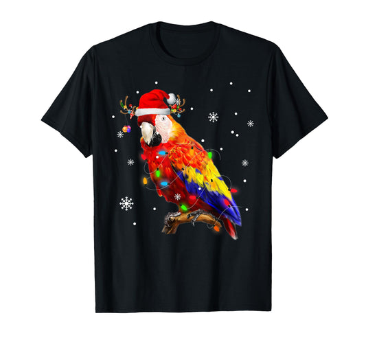 Parrot Santa Hat Reindeer Xmas Light Christmas Pajama Family T-Shirt