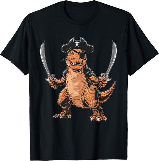 Pirate Dinosaur T Rex Funny Halloween Tyrannosaurus Costume T-Shirt