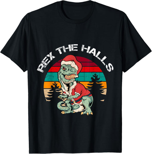 Christmas Dinosaur Tree Rex Pajamas Xmas Hat T-Shirt