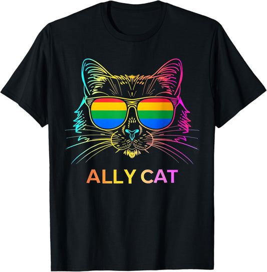 LGBT Ally Cat Be Kind Gay Rainbow Funny LGBTQ Flag Gay Pride T-Shirt