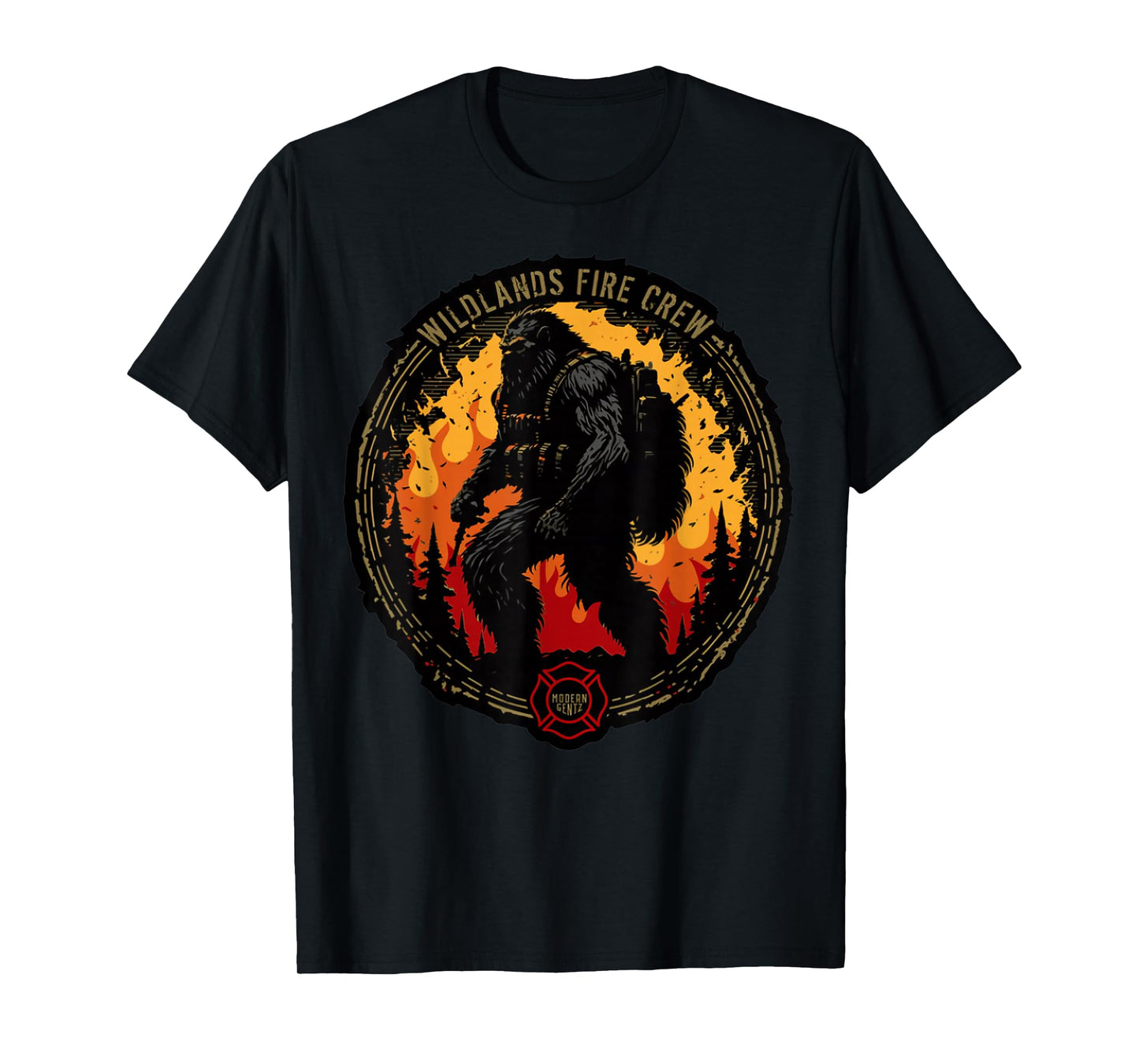 Retro Bigfoot Wildland Firefighter Sasquatch Fireman Gifts T-Shirt