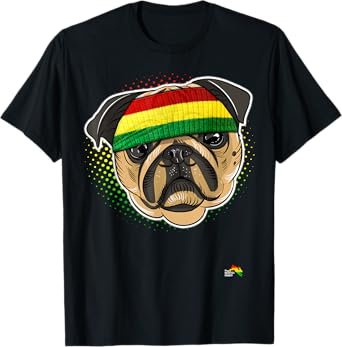 Reggae Pug Dog Rastafarian Animal - Puggle Men Women Kids T-Shirt
