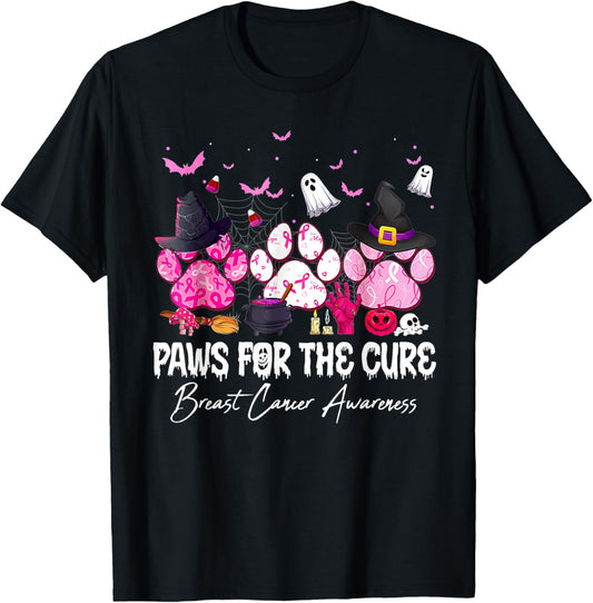 Pink Paws For The Cure Breast Cancer Awareness Dog Cat Lover T-Shirt