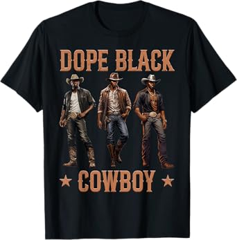 Dope Black Cowboy Graphic Rodeo Urban Attire Culture Men Tee T-Shirt