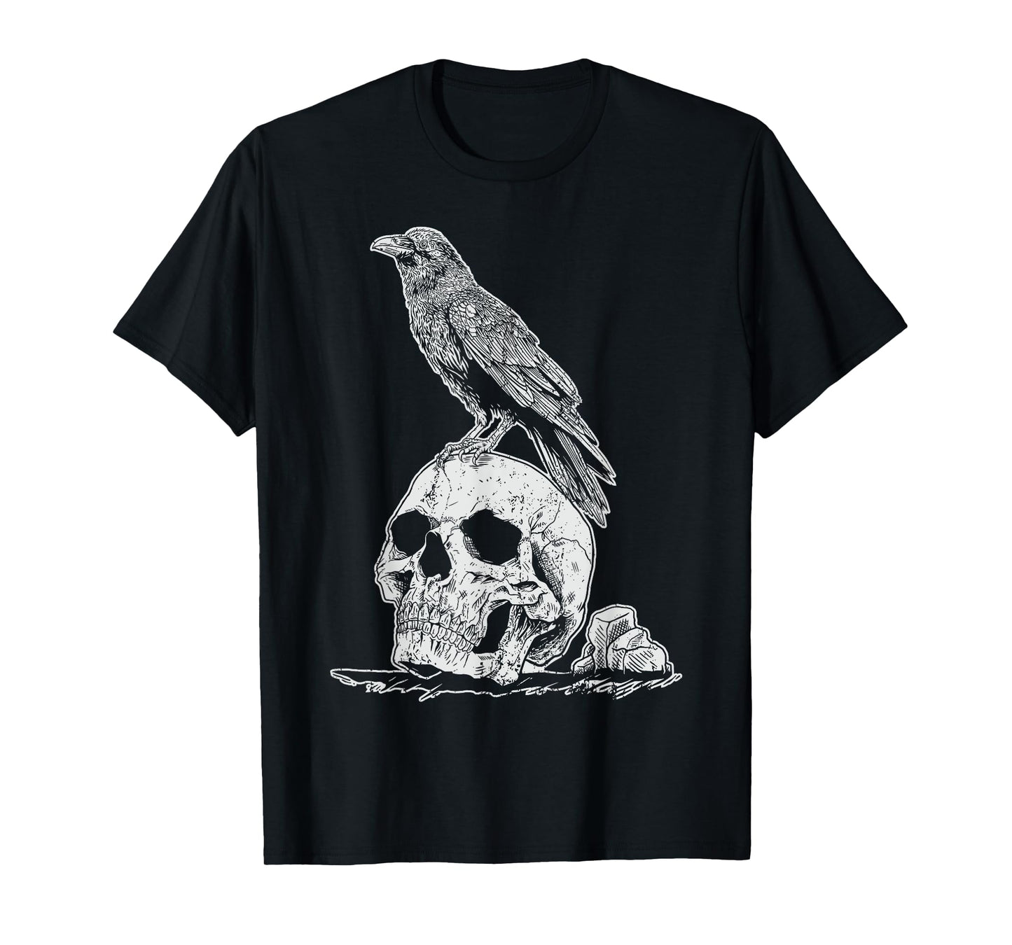 Gothic Animal Raven Creepy Bird Skull Spooky Viking Crow T-Shirt