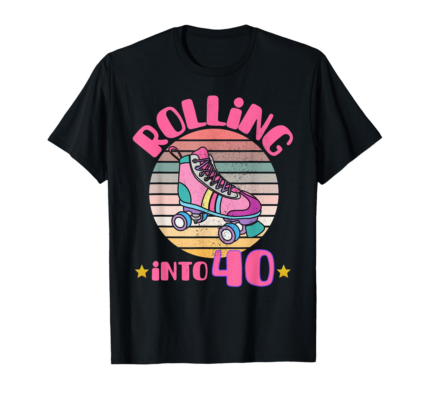 Roller Skating 40 Year Old Birthday Girl Rolling Into 40 T-Shirt