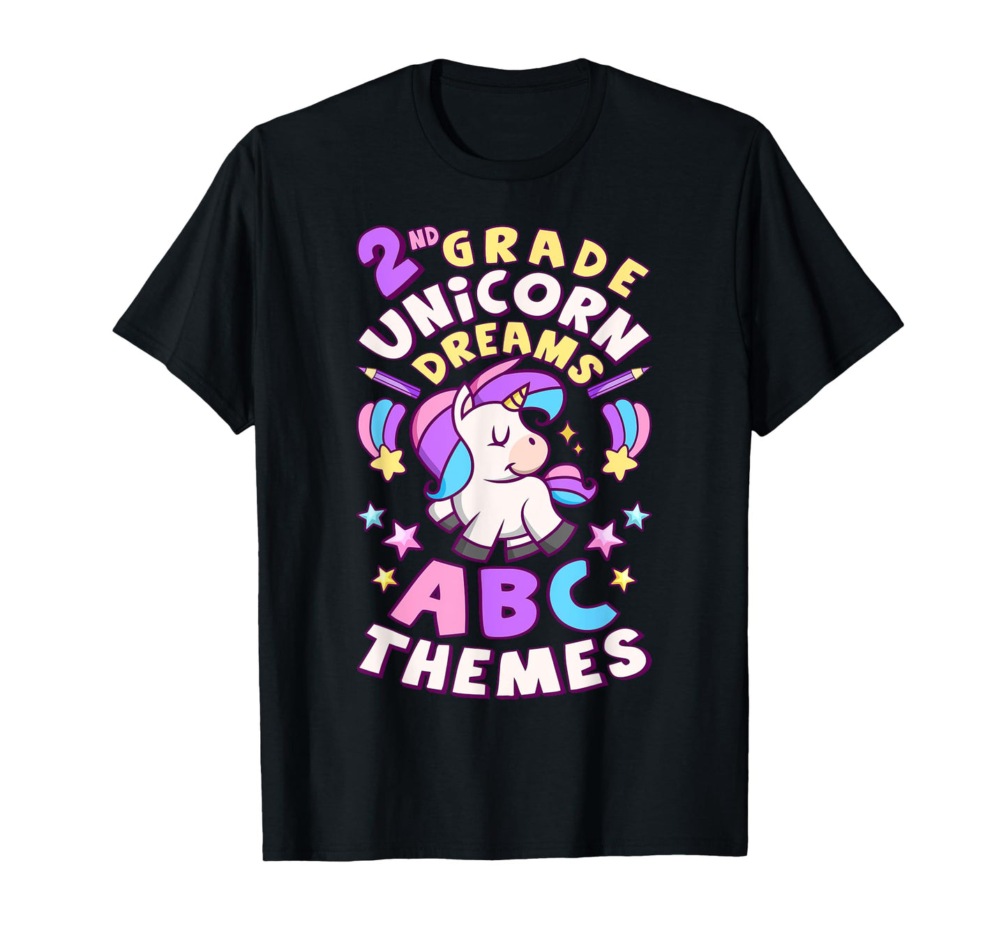 First Day of 2nd Grade, Back To School, Girl, Unicorn, ABC T-Shirt