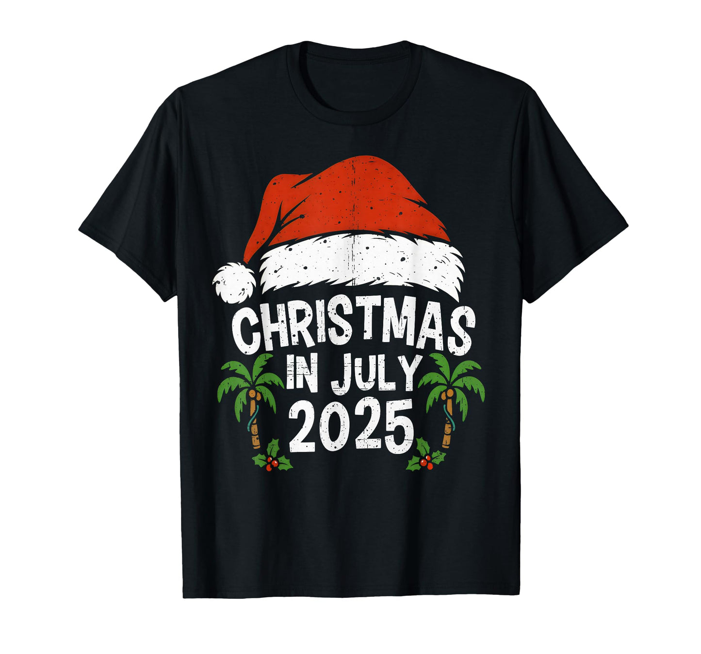 Santa Hat Christmas In July 2025 Family Vacation Summer 2025 T-Shirt