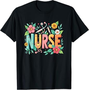 Cute Retro Groovy Nurse Flower Nursing 0CT9JL T-Shirt