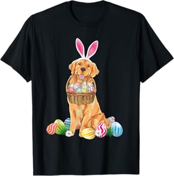 Golden Retriever Easter Day Bunny Eggs Easter Costume Boys T-Shirt