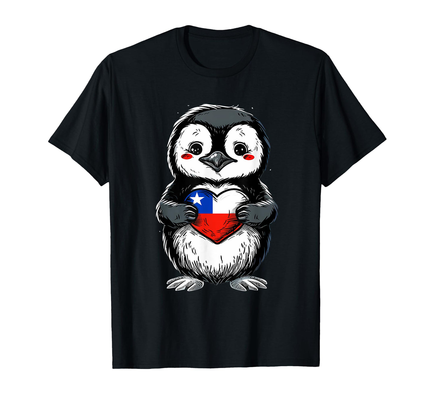 Chile Chilean Flag Heart Penguin Chilean Pride Chilean Roots T-Shirt