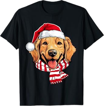 Santa Golden Retriever Christmas Dog Lover Men Women Kids T-Shirt
