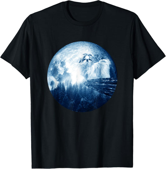 Shih Tzu Dog Moon Dog Mom Dad Women Men Dog Lovers T-Shirt