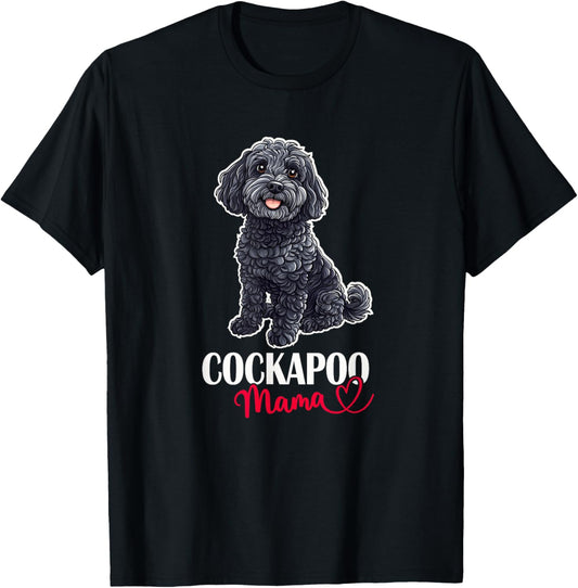 Cute Illustration Lover Mom Black Cockapoo Mama T-Shirt