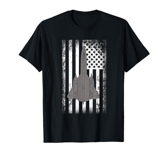 SR-71 Blackbird American Flag Military Plane T-Shirt for Women Men