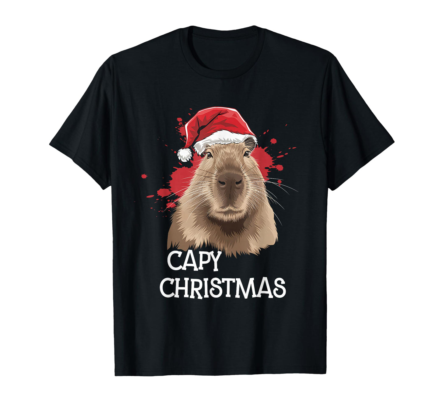 Capy Christmas Xmas Santa Hat Pajama Rodent Animal T-Shirt