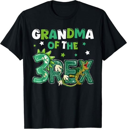 Grandma of the Three Rex Birthday Dinosaur Family Matching T-Shirt
