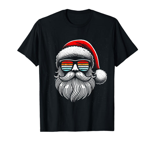 Santa Face Retro Sunglasses Christmas Xmas Men Women Kids T-Shirt