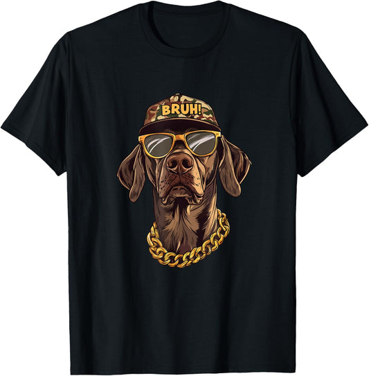 Camo Duck Hunting Dog Bruh Camouflage Hunter Dog Face T-Shirt