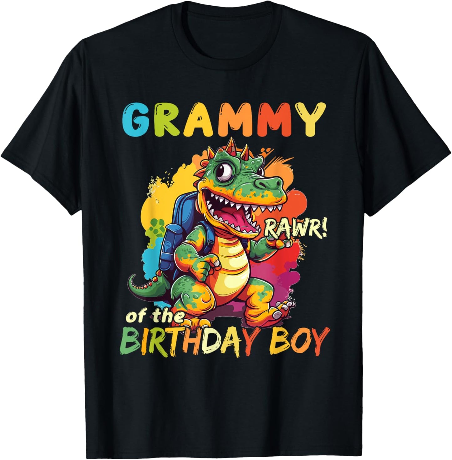 Grammy of the Birthday Boy Dinosaur Celebration Graphic T-Shirt