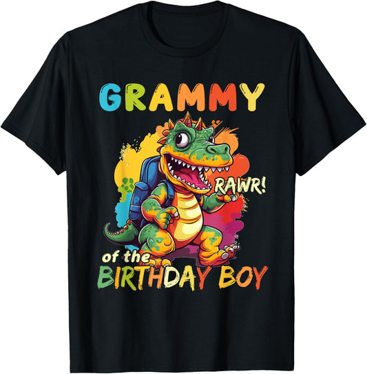 Grammy of the Birthday Boy Dinosaur Celebration Graphic T-Shirt