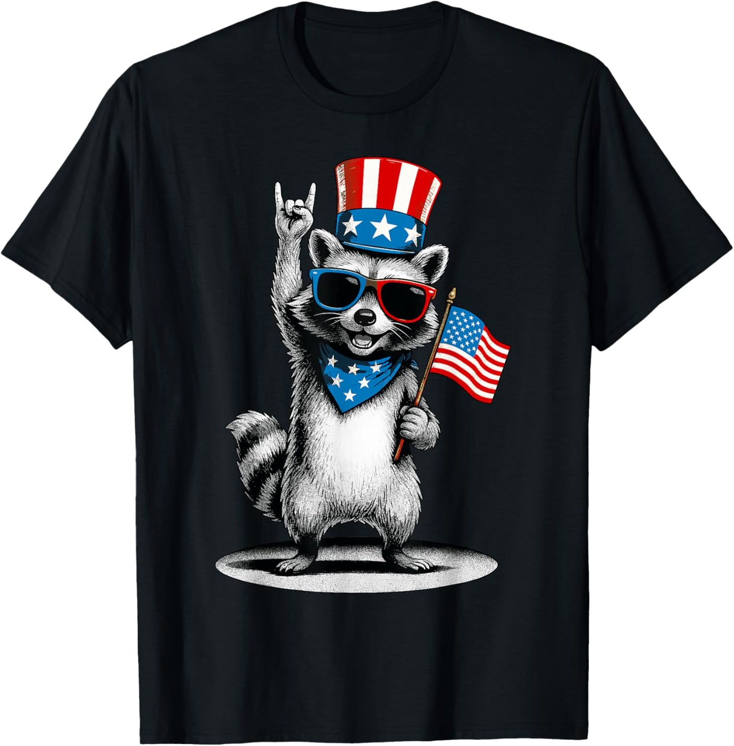 USA Patriotic Raccoon Men Women Kids Funny 4th of July T-Shirt