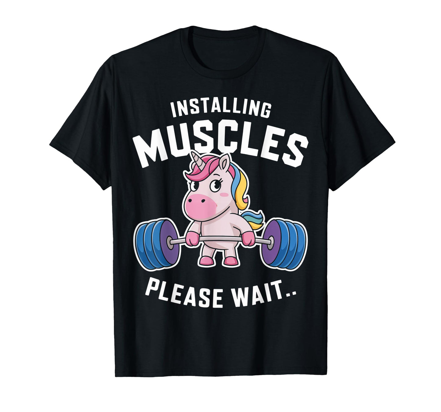 Unicorn Lifting Barbell Loading Muscles Funny Gym Design T-Shirt