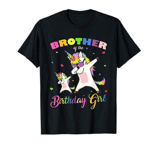 Brother of the Birthday Girl Unicorn Birthday Princess Dab T-Shirt