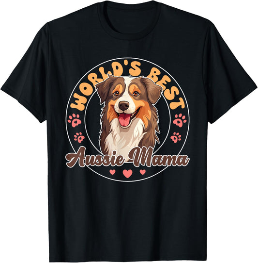 Australian Shepherd Red Tri Dog World's Best Aussie mama T-Shirt