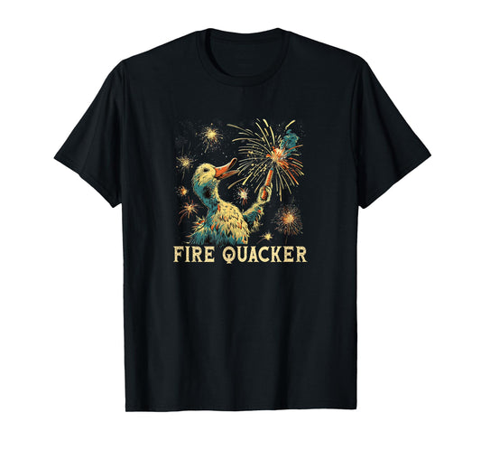 Funny Fireworks with Goose Duck - Fire Quacker T-Shirt