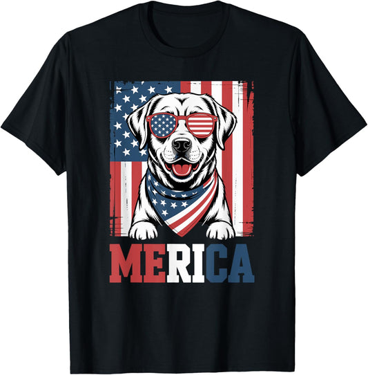 Us Flag Merica Labrador Retriever 4th of July T-shirt