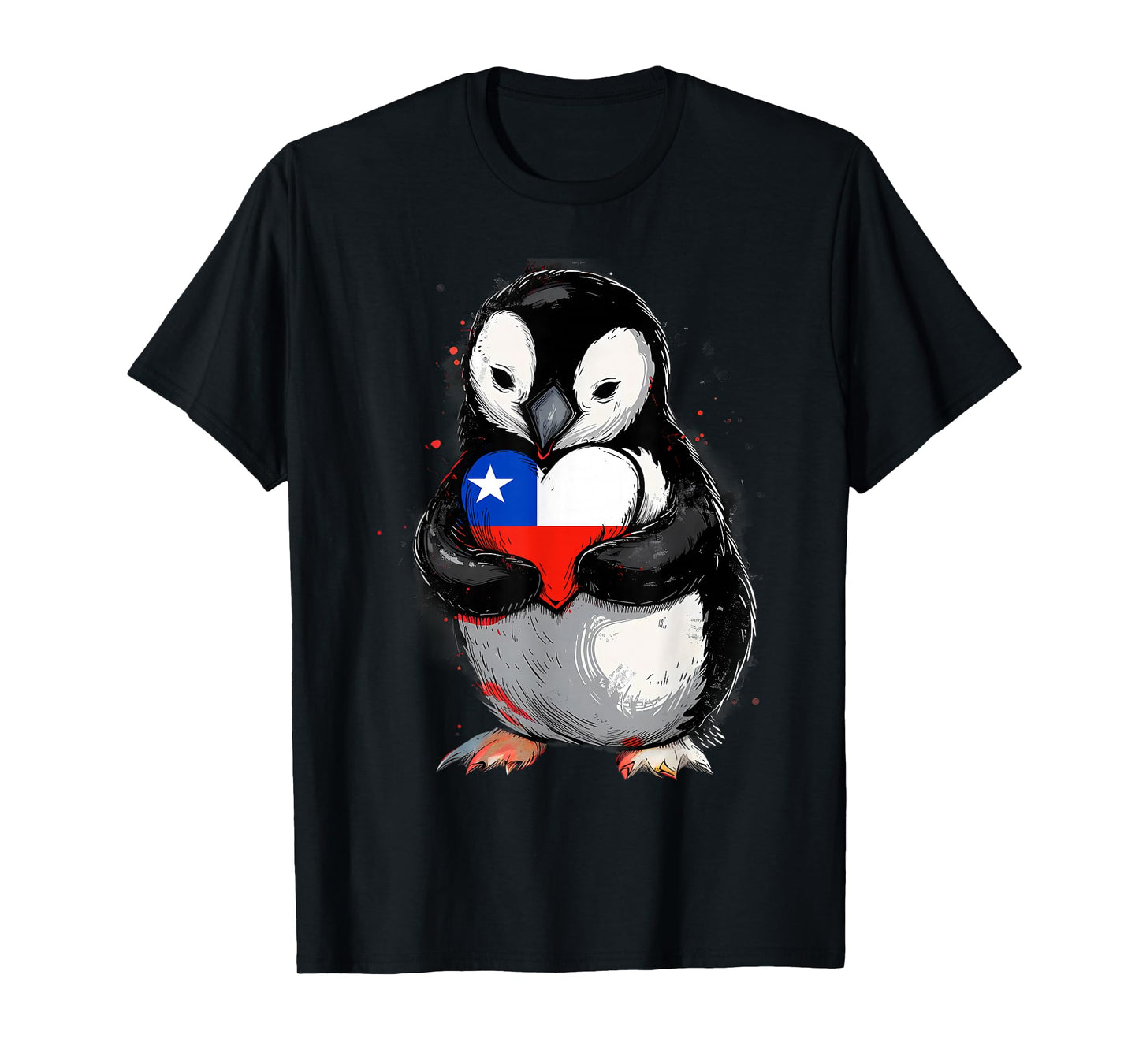 Chile Heart Penguin Chilean Pride Chilean Roots Chilean Flag T-Shirt