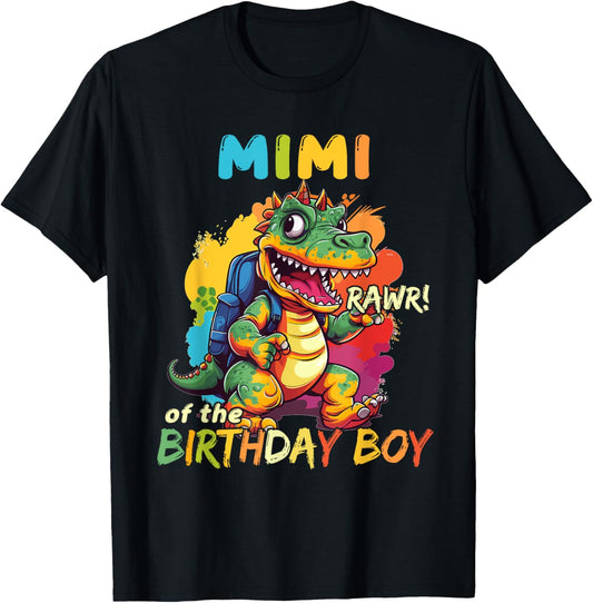 Mimi of the Birthday Boy Dinosaur Celebration Graphic T-Shirt