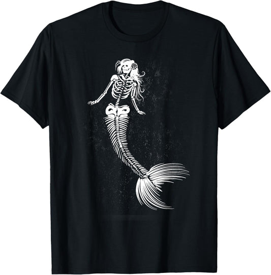 Funny Halloween Mermaid Skeleton Gift Cool Scary DIY Costume T-Shirt
