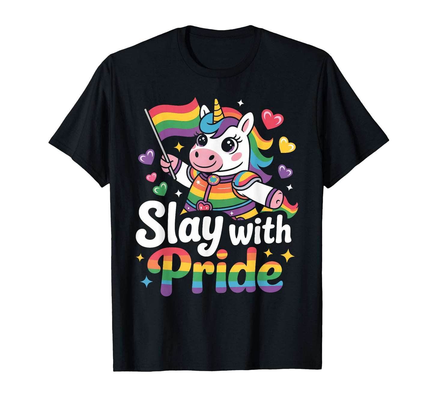 Slay With Pride Rainbow Unicorn Armor T-Shirt