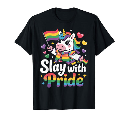 Slay With Pride Rainbow Unicorn Armor T-Shirt