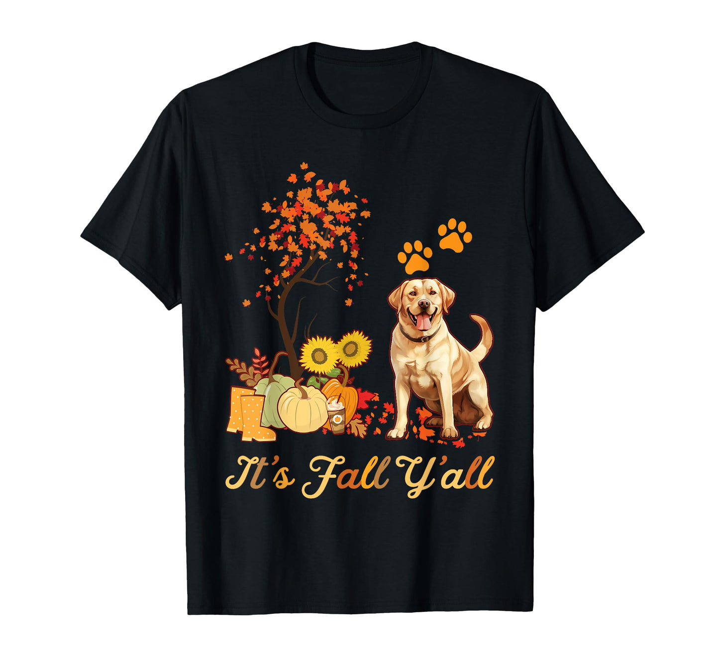 Labrador Retriever Fall Autumn Leaf Maple Tree Thanksgiving T-Shirt