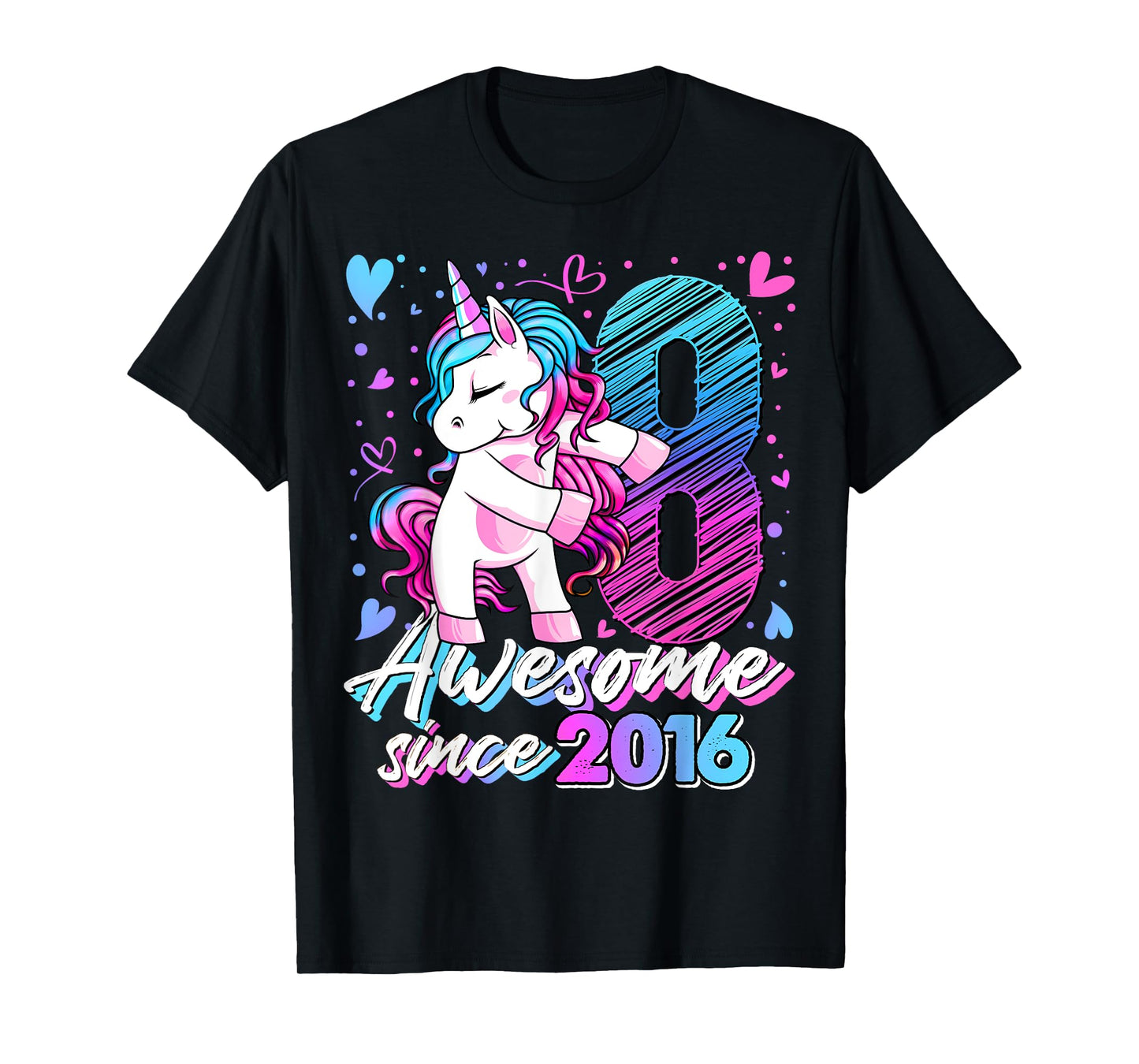 8 Years Old Flossing Unicorn Gifts 8th Birthday Girl Party T-Shirt