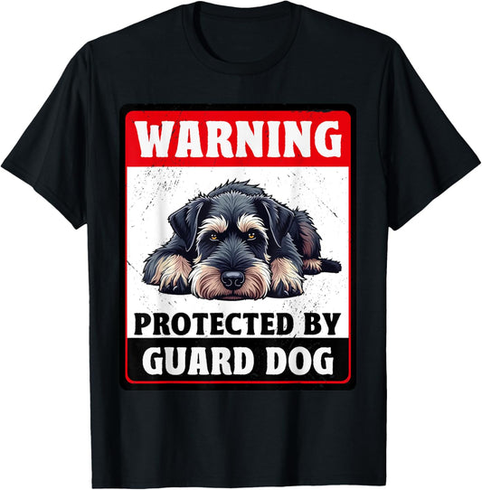 Warning Protected By Schnauzer Guard Dog T-Shirt