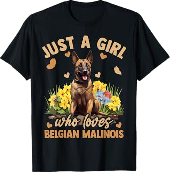 Aesthetic Floral Just A Girl Who Loves Belgian Malinois Dog T-Shirt
