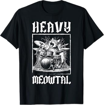 Heavy Meowtal - Funny Cat & Heavy Metal T-Shirt for Men Women Kids