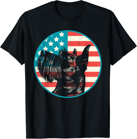 Funny Schnauzer Dog Patriotic 4th of July USA Flag T-Shirt