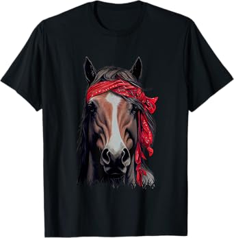 Horse With Red Bandana And Flowing Mane T-Shirt