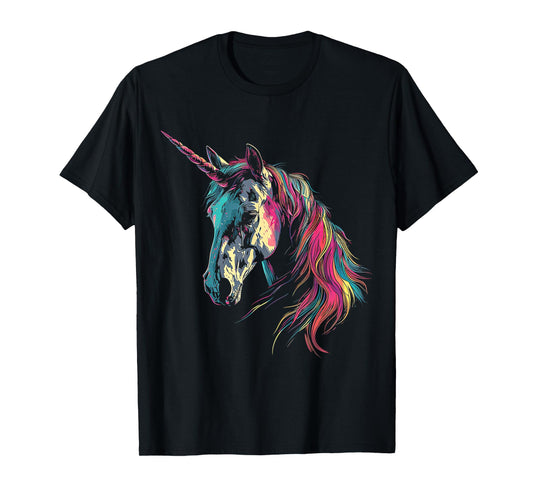 Unicorn Cute Colorful Animal Face Art Graphic Unicorn T-Shirt