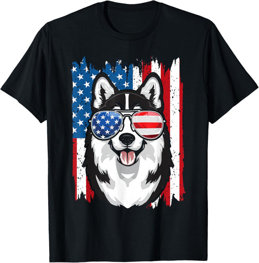 Husky 4th of July Men Siberian Husky Dog Love Owner Huskies T-Shirt