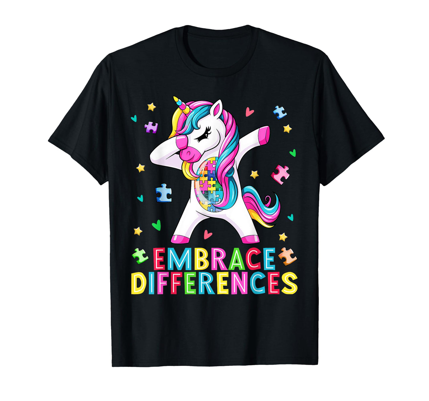 Funny Autism Awareness Cute Dabbing Unicorn Women Kids Girls T-Shirt
